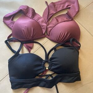 Stylish Black and Burgundy Bikini Tops